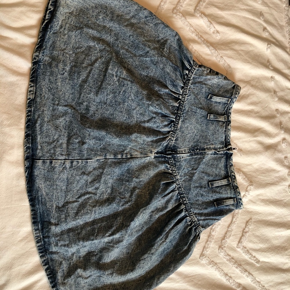 Vintage Mixed Blues Acid Wash Jean Skirt